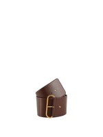 Yves Saint Laurent Leather Grommet Wide Corset Belt Brown