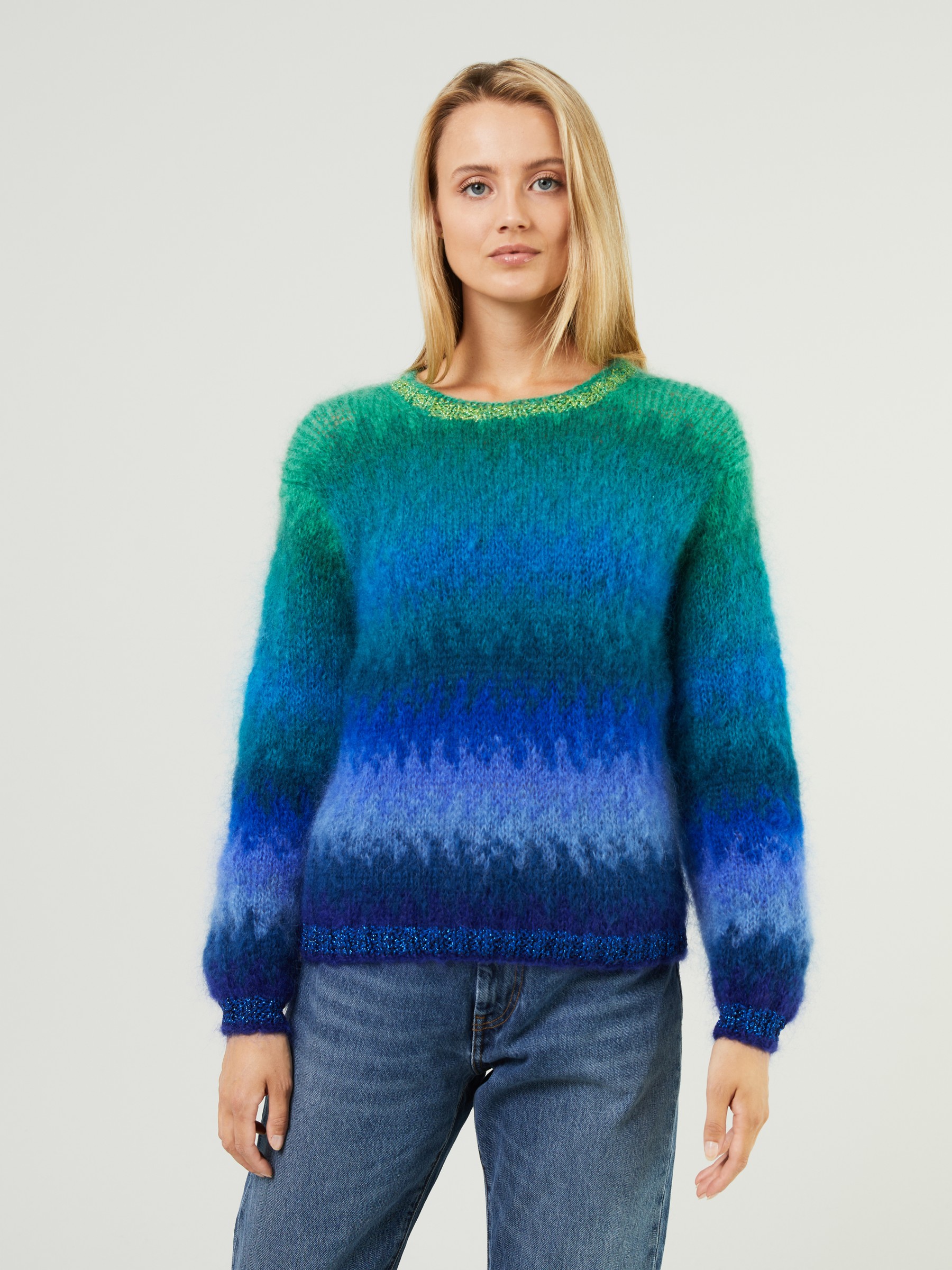 Night Suffocate Advertisement Rose Carmine Mohair Pullover Blau | Crew Neck Sweaters