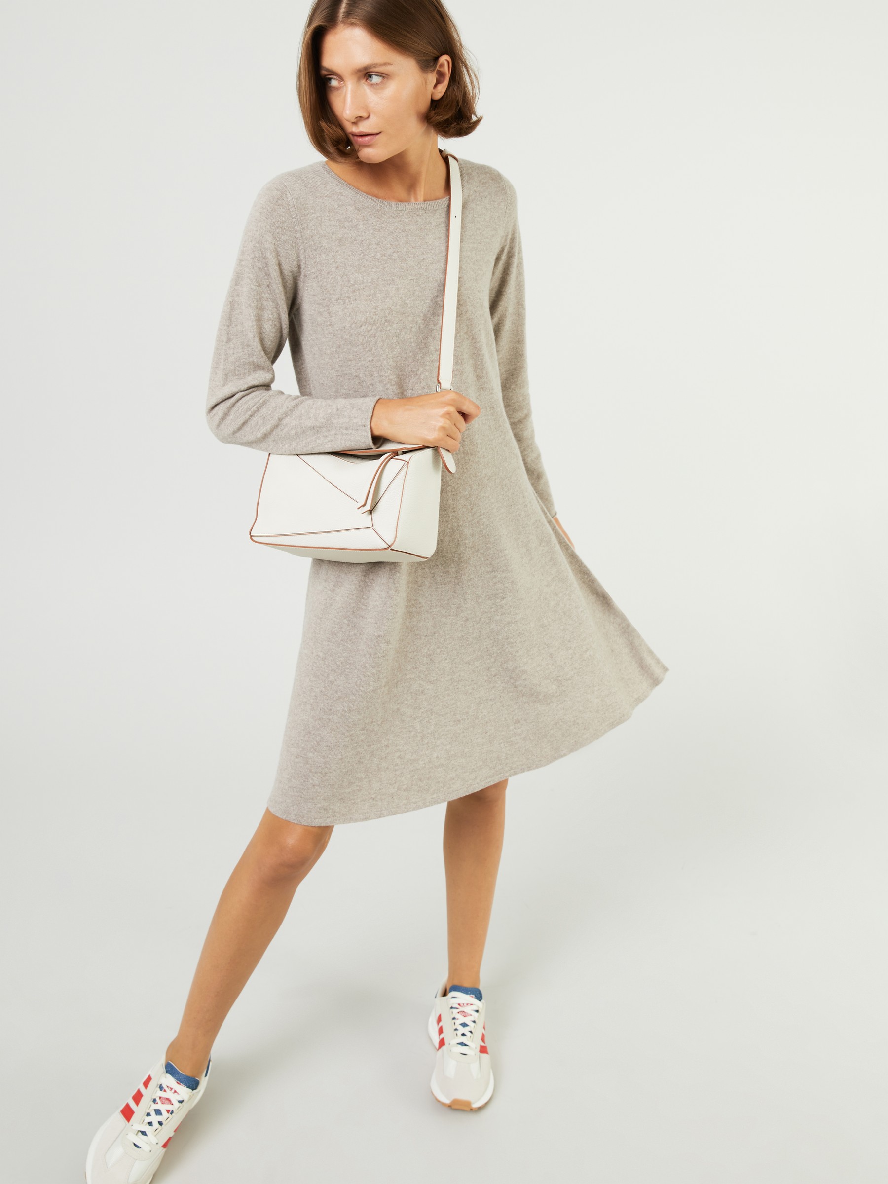 Fashion Dresses Woolen Dresses Escada Woolen Dress light grey flecked casual look 