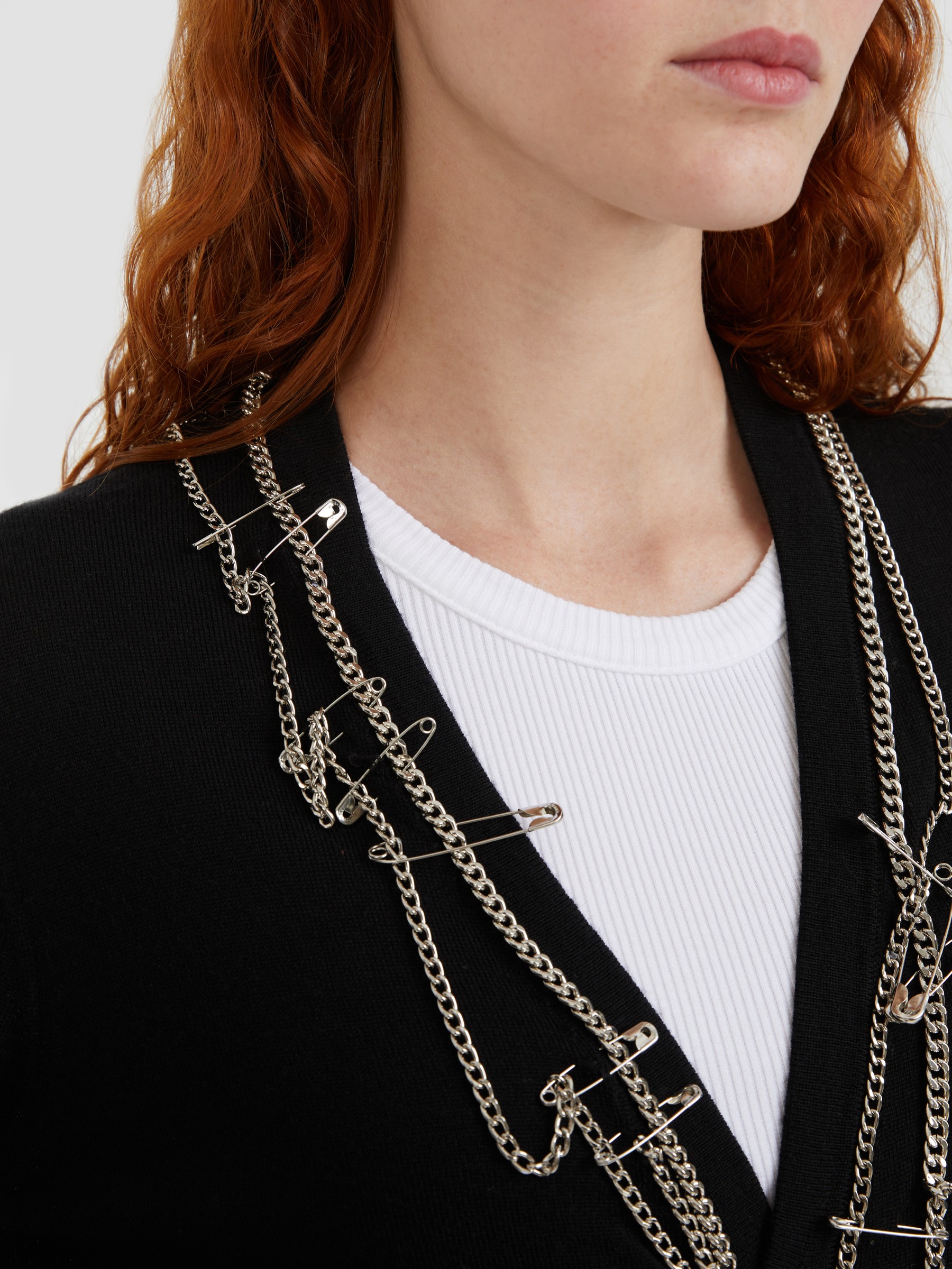 R13 Cardigan with Chains Black Cardigans