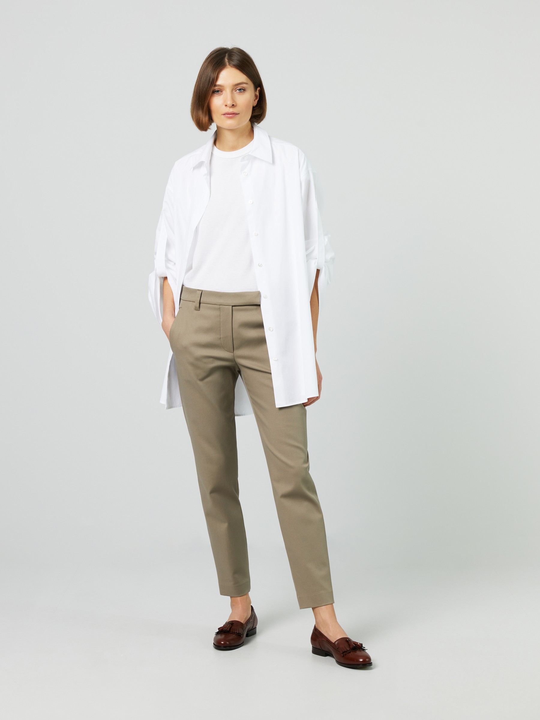 Brunello Cucinelli women's khaki cotton trousers – Loop Generation