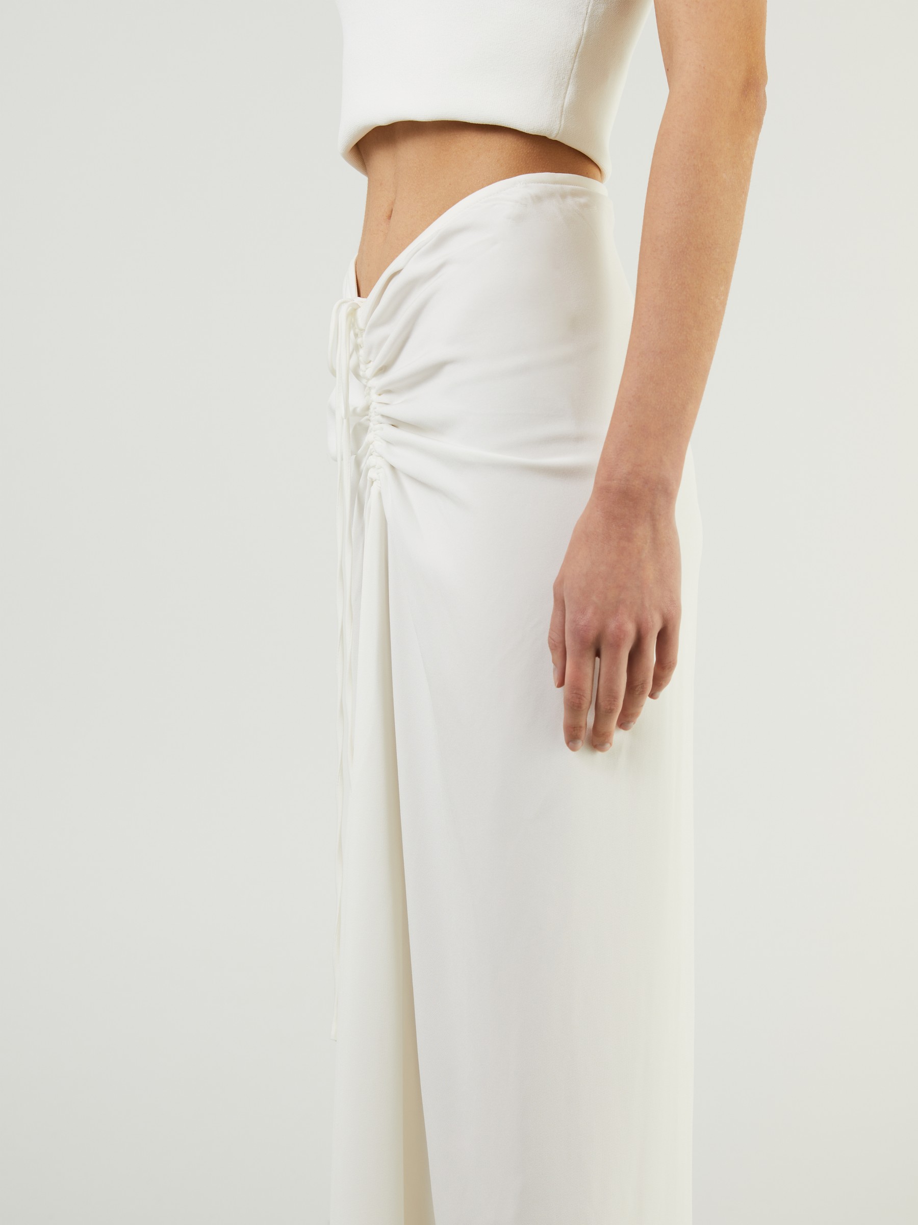 silk maxi skirt white