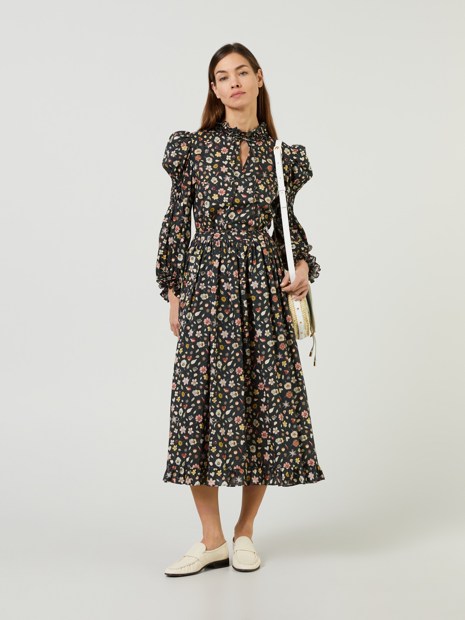 moncler floral midi dress