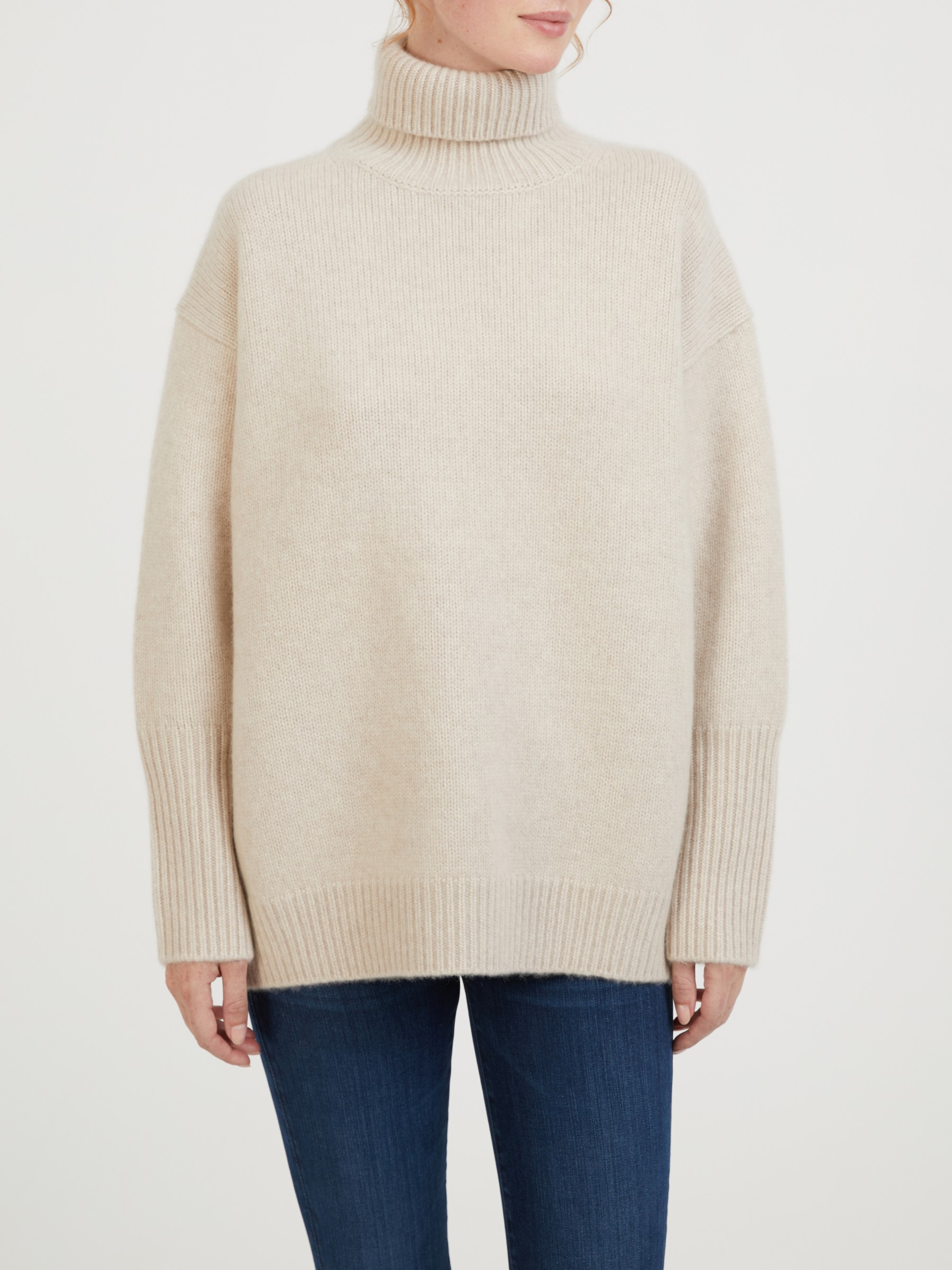 Wool cashmere turtleneck beige mélange