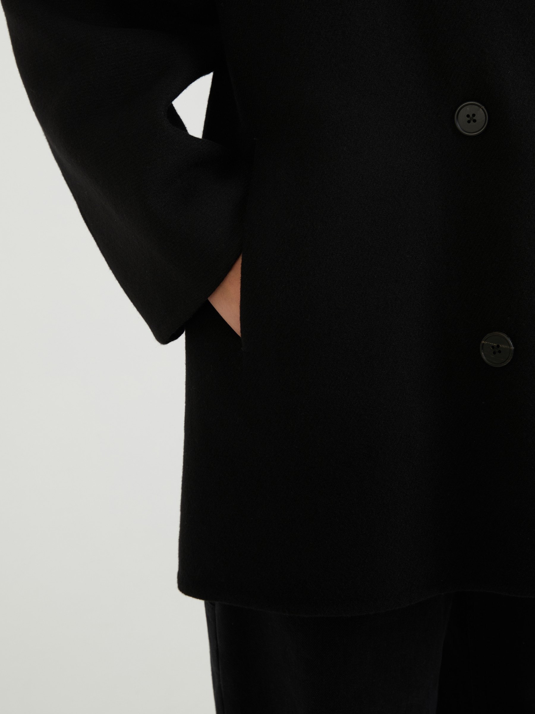 The Row Coat Polli Black Cashmere Knits