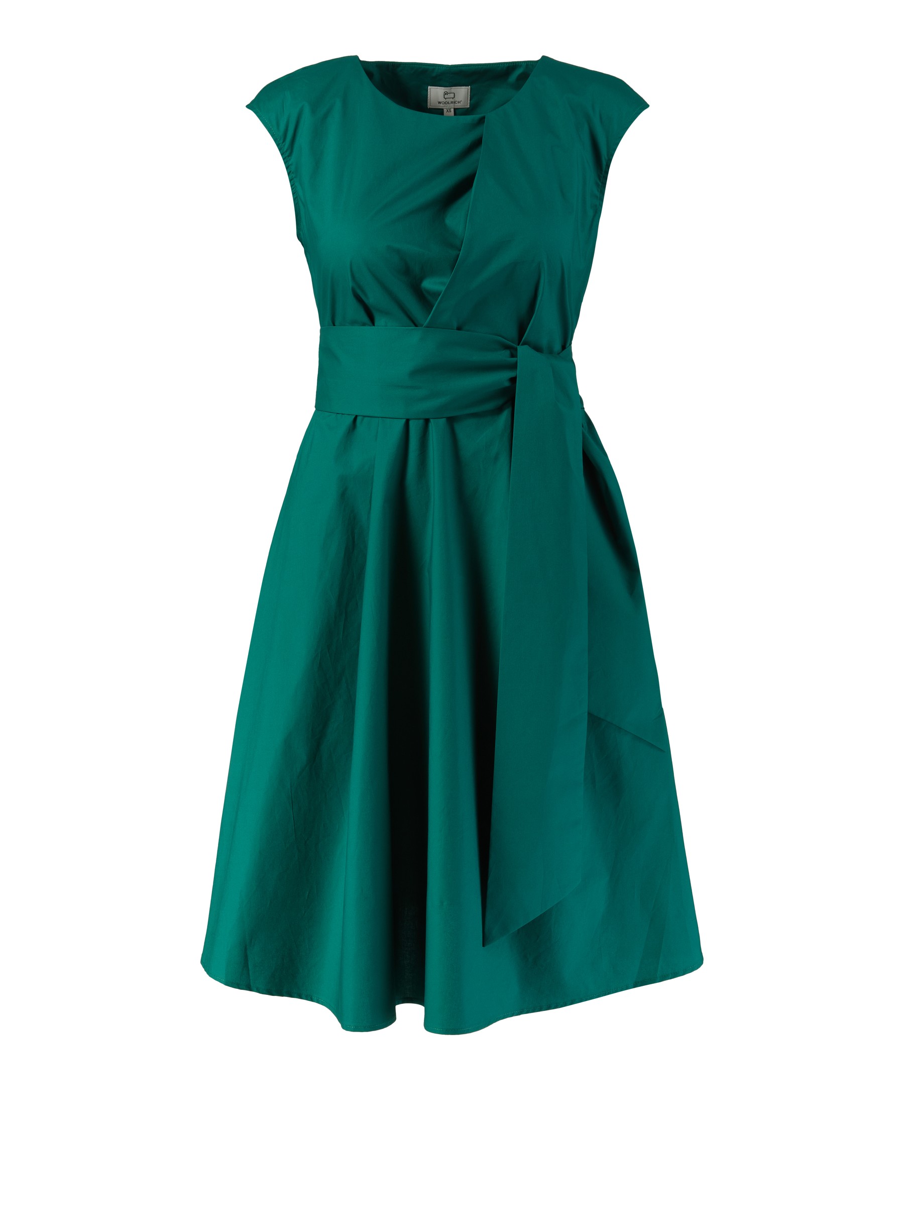 Woolrich Midi dress with tie belt dark green | Dagskjoler
