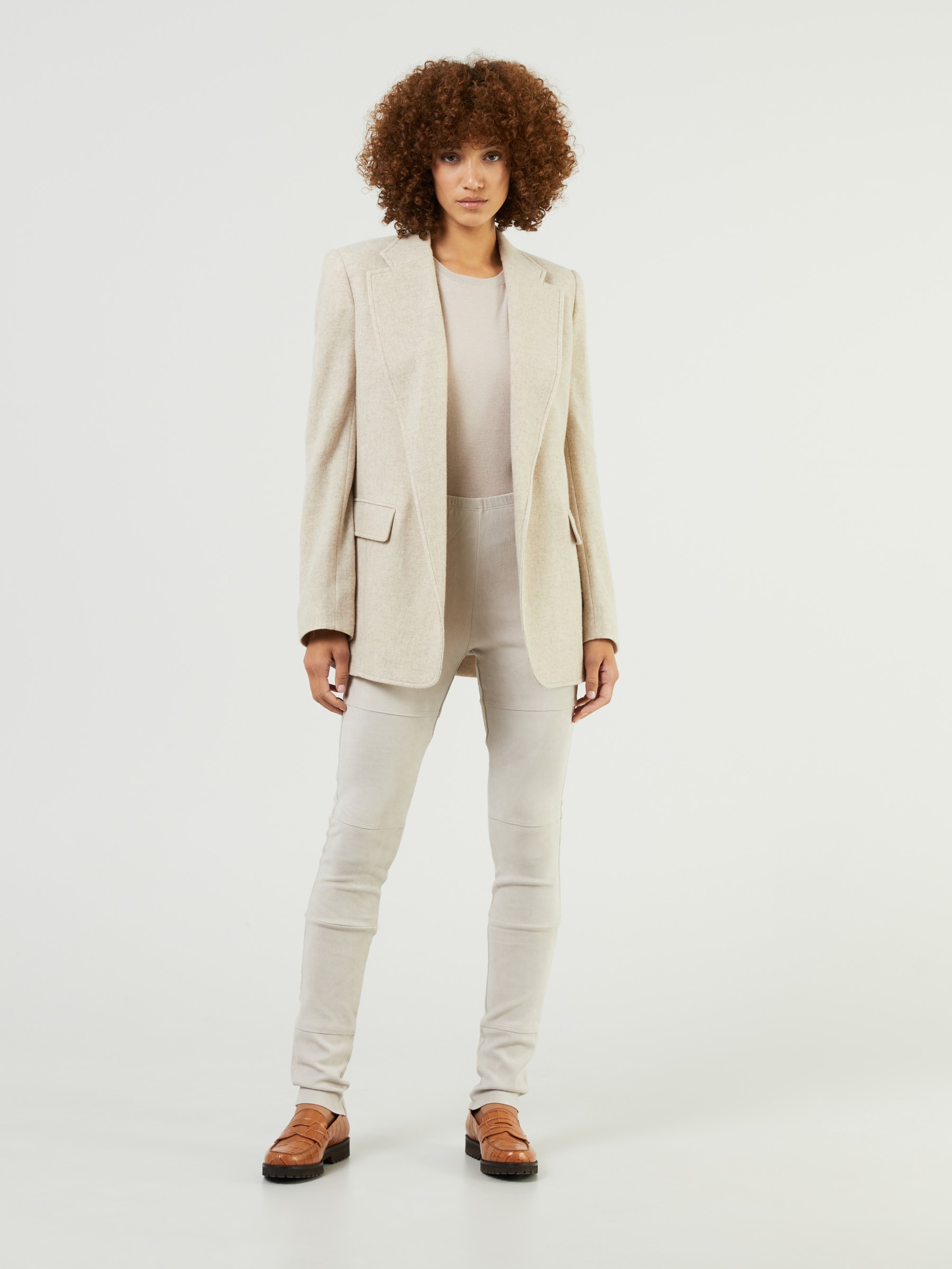 Kristensen du Nord Leather Leggings Beige | Leather Pants