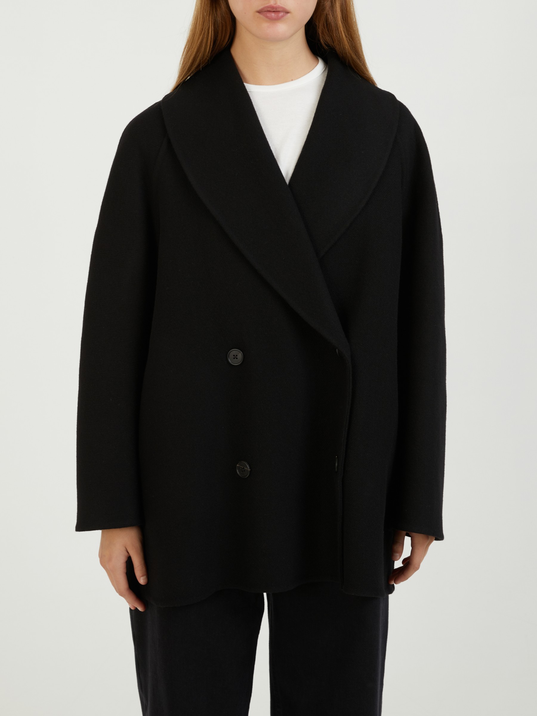 The Row Coat Polli Black Cashmere Knits