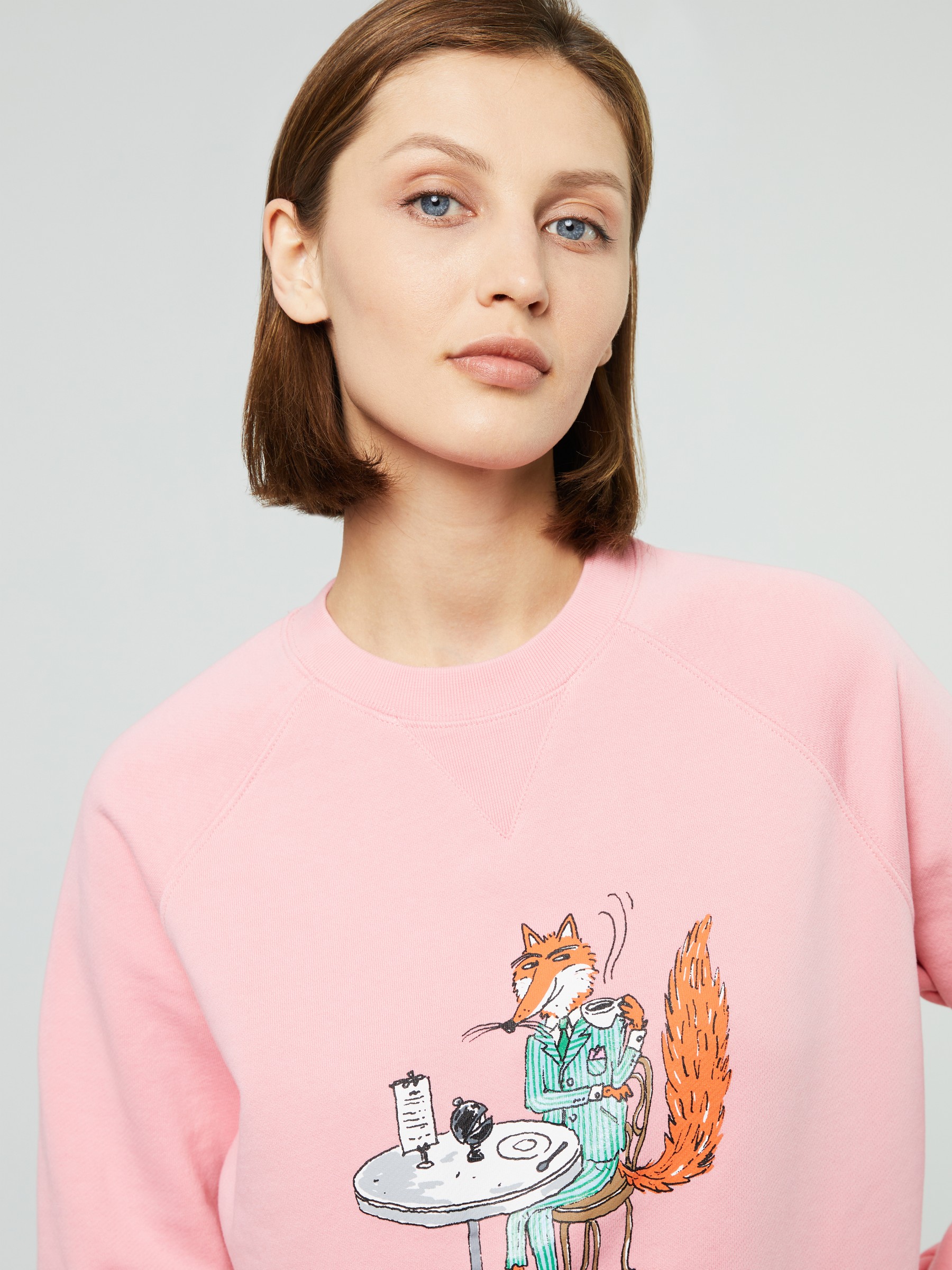 Maison Kitsuné Baumwoll-Sweatshirt 'Oly Coffee Fox Classic' Pink