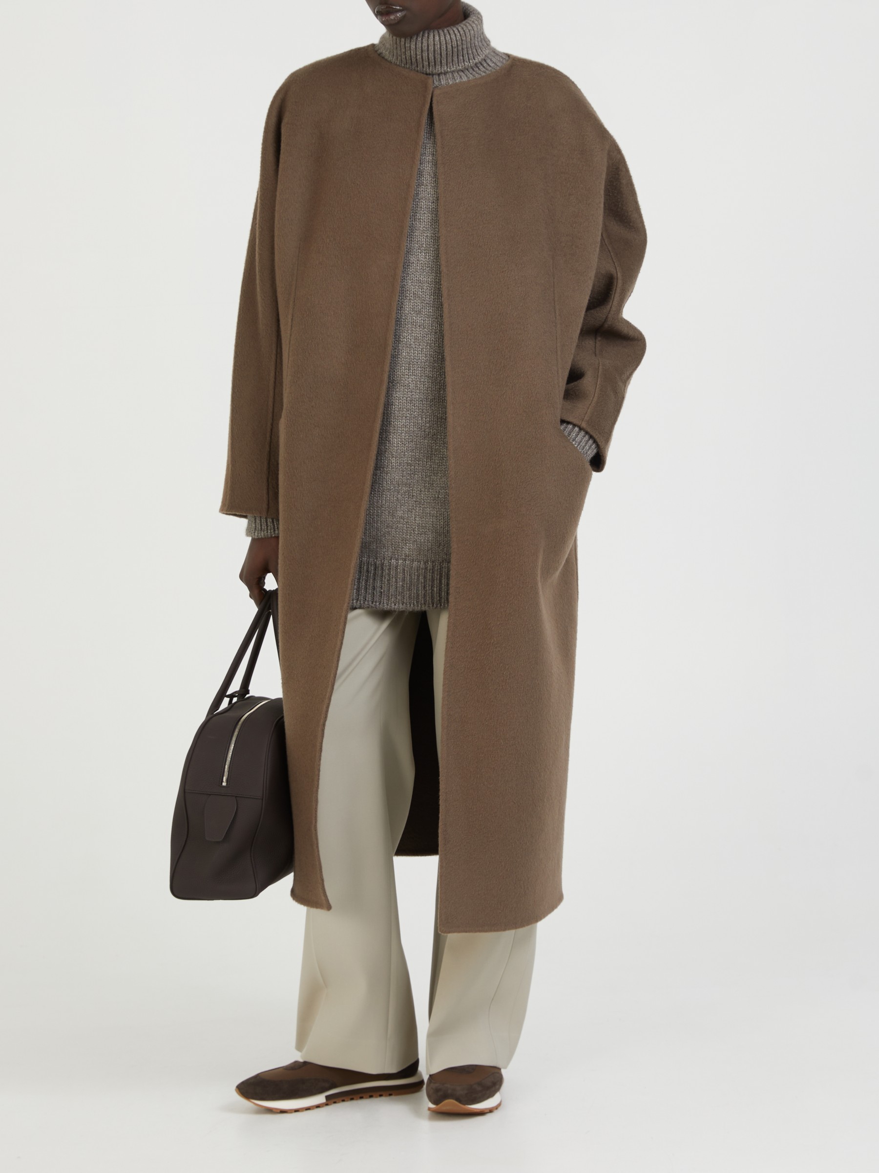 The Row Cashmere coat Prisheella Brown Strikfrakker