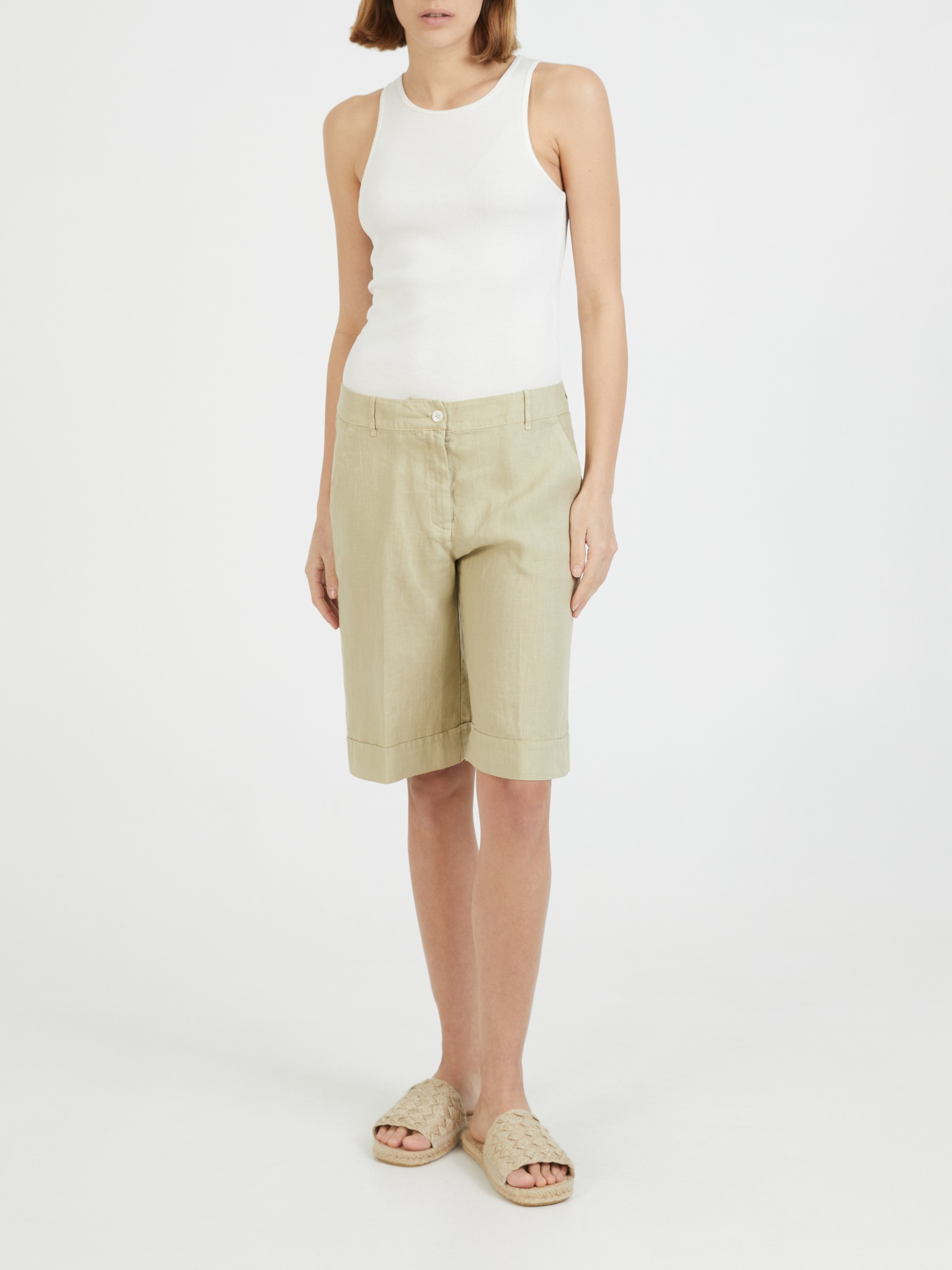 Linen Bermuda Shorts Green