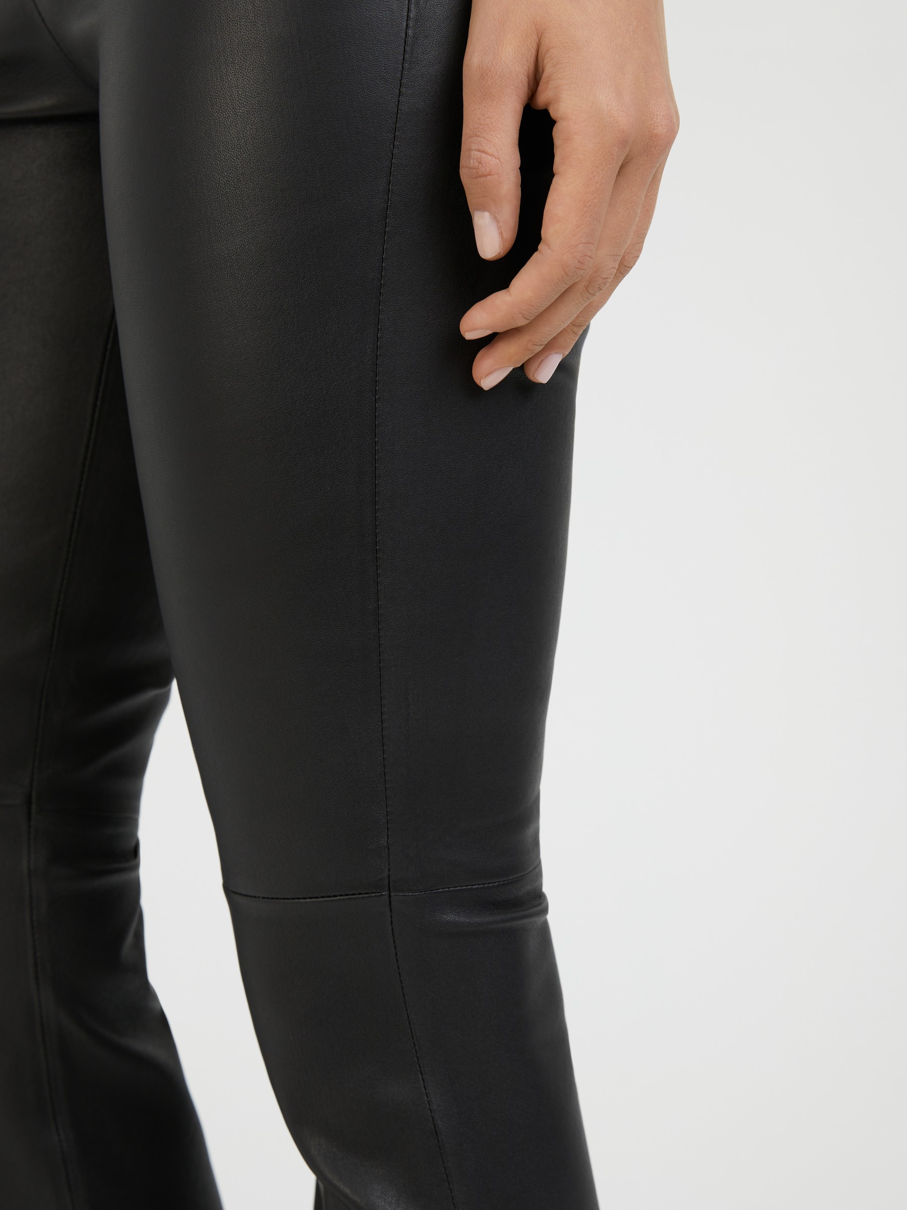 MALENE Cropped Leather Pants 'Evyline' Black | Læder Bukser