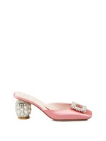 Roger Vivier Satin Mule 'Rhinestone Buckle' Pink | High Heels