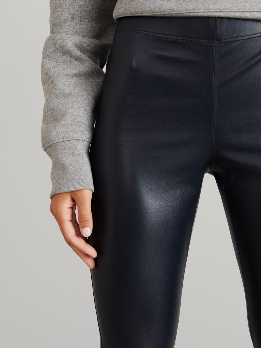 navy leather trousers