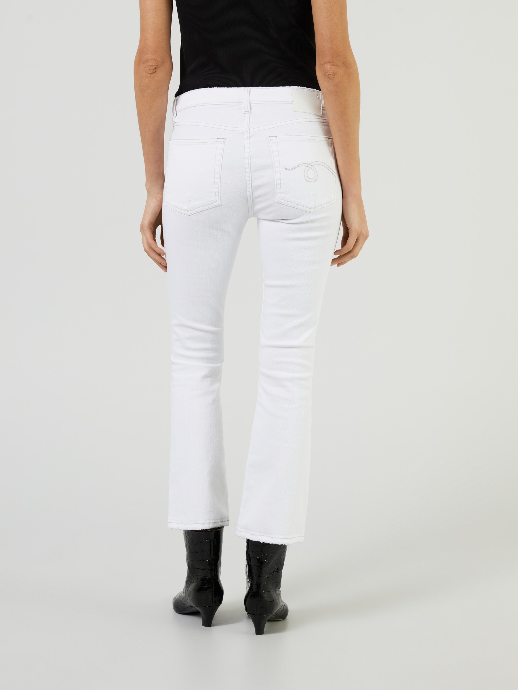 R13 Flared Leg Jeans Kick Fit White Cropped Jeans