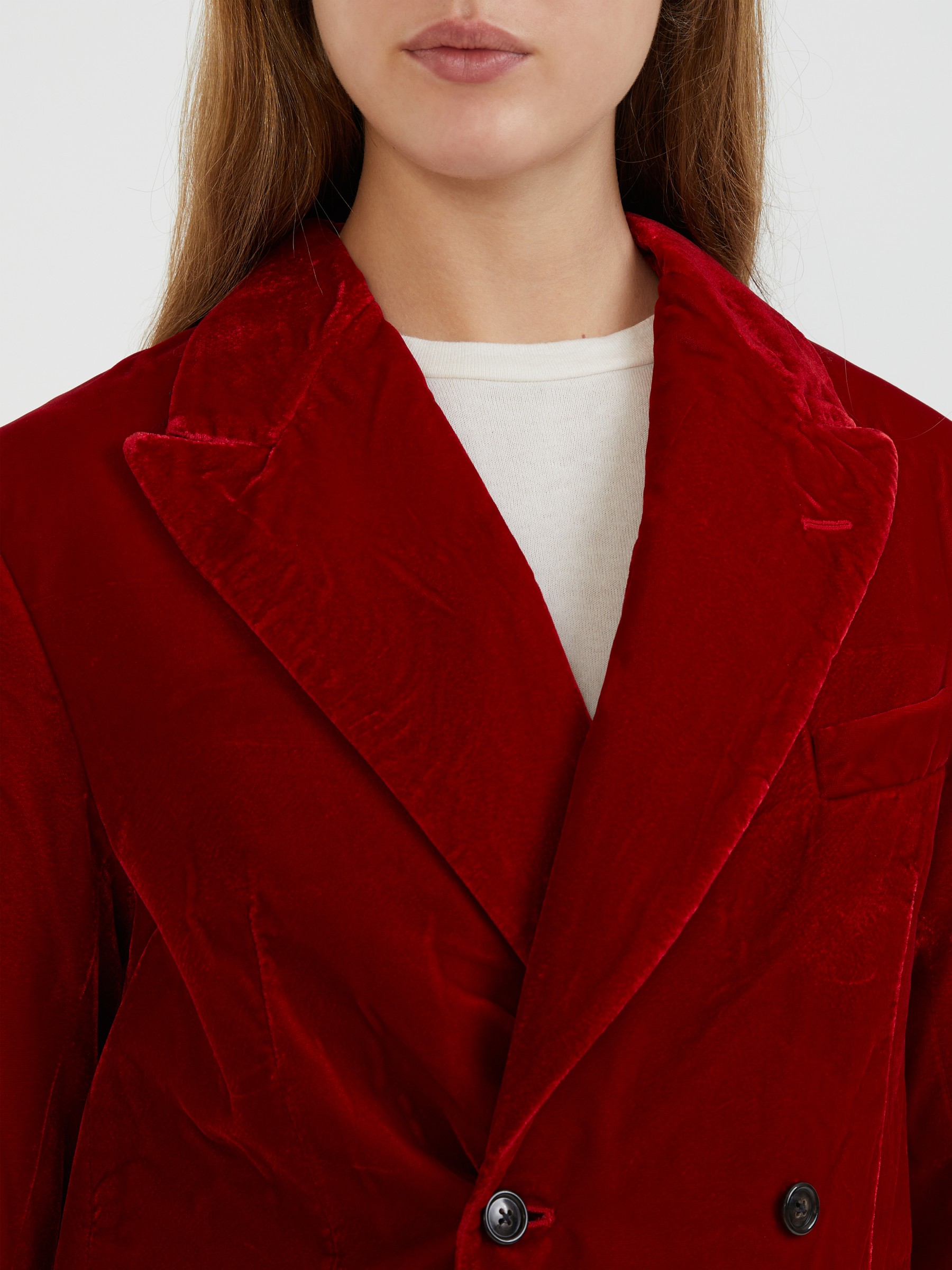 R13 Double Breasted Velvet Blazer Red R13