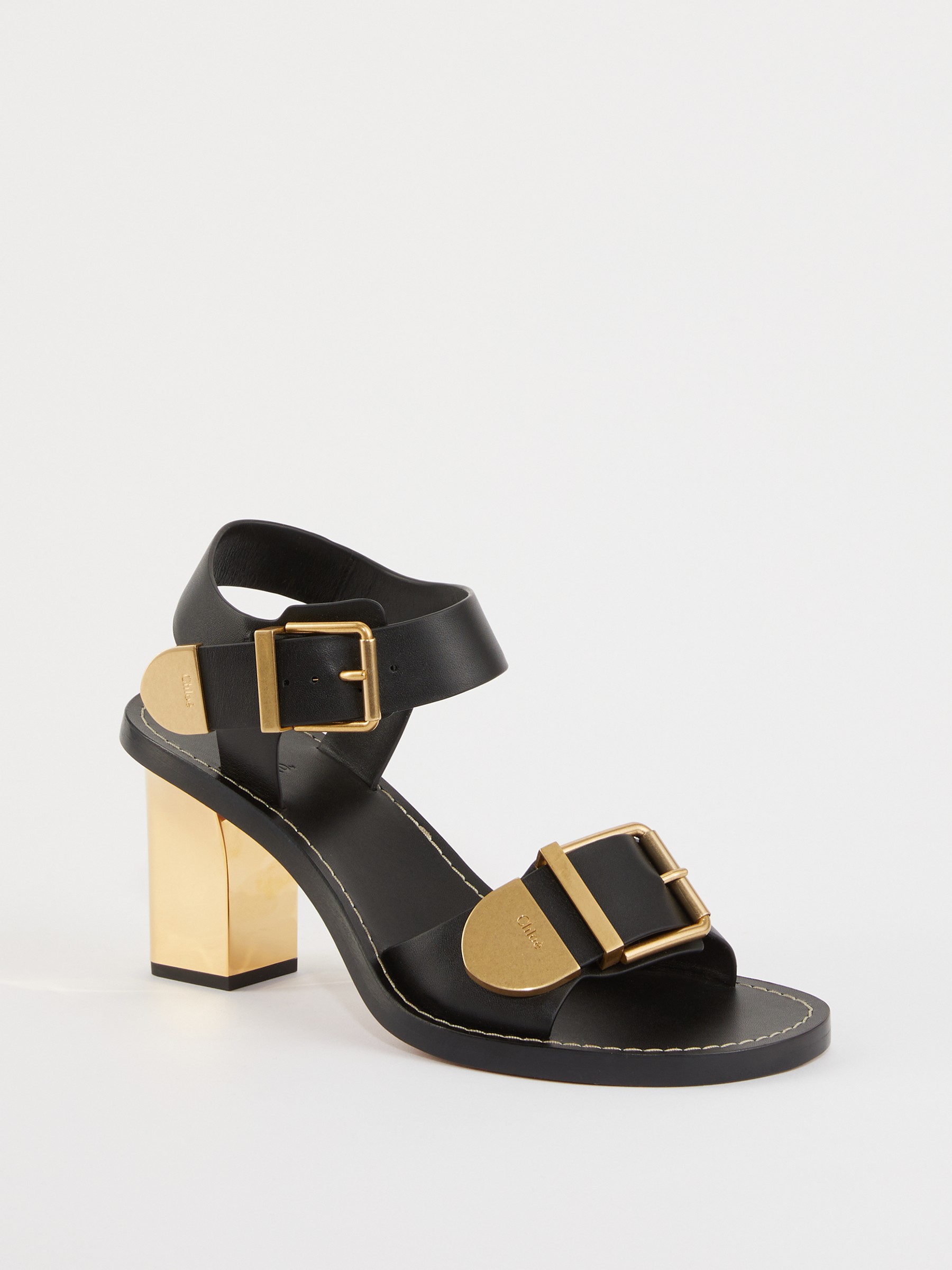 Black and store gold sandals