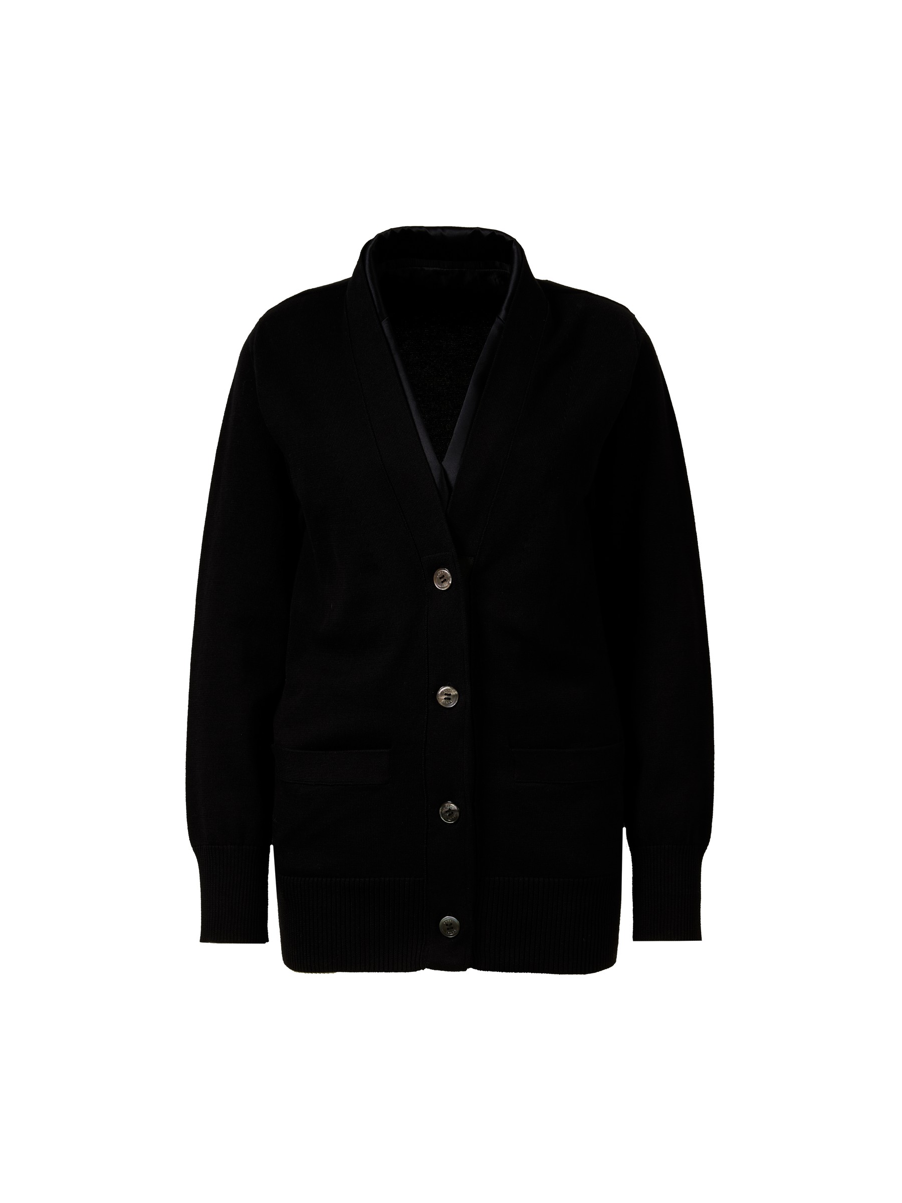 Sacai Layered cotton cardigan Black | Cashmere und Strick