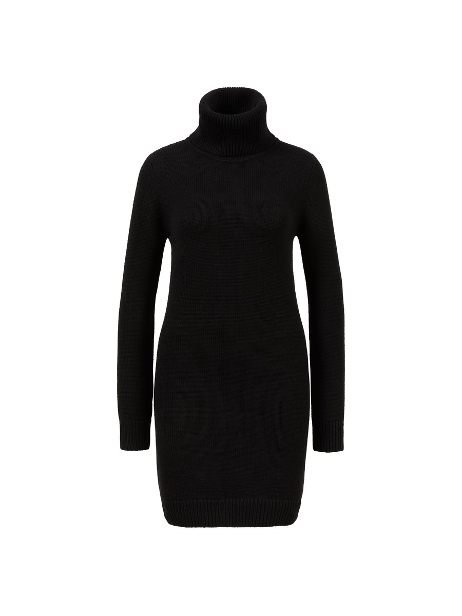 Cashmere-Kleid mit Rollkragen Schwarz