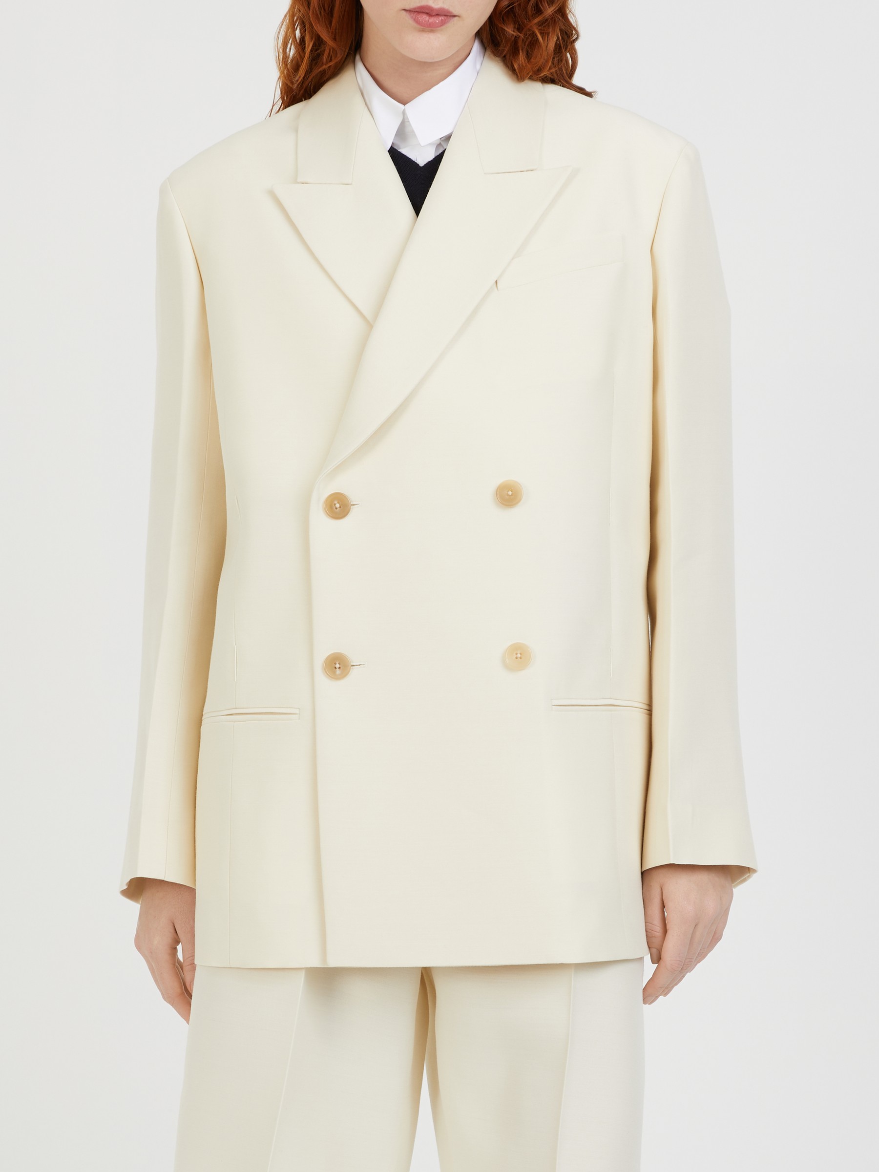 The Row Wool Silk Blazer Cosima Cream The Row