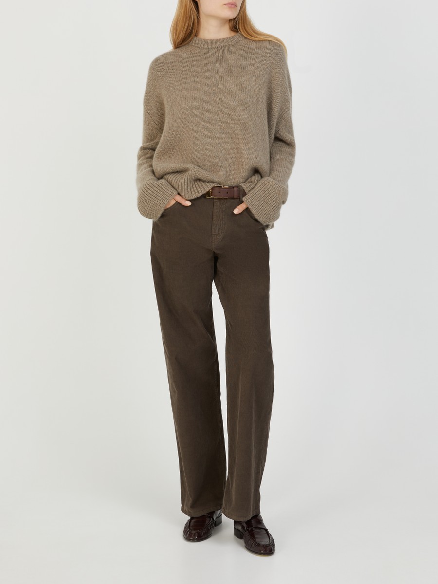 The Row Cashmere crew neck sweater Dines Brown Cashmere Knits