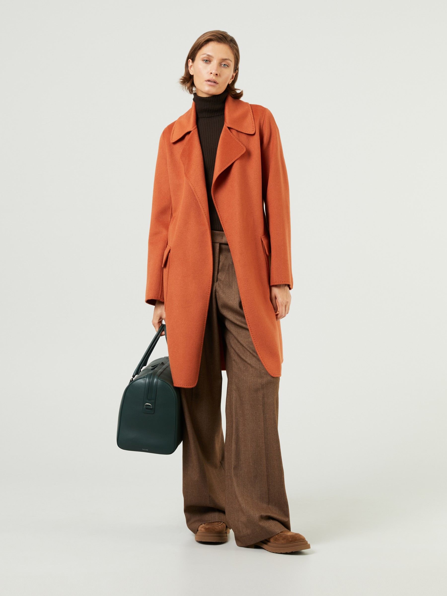 orange long coat womens