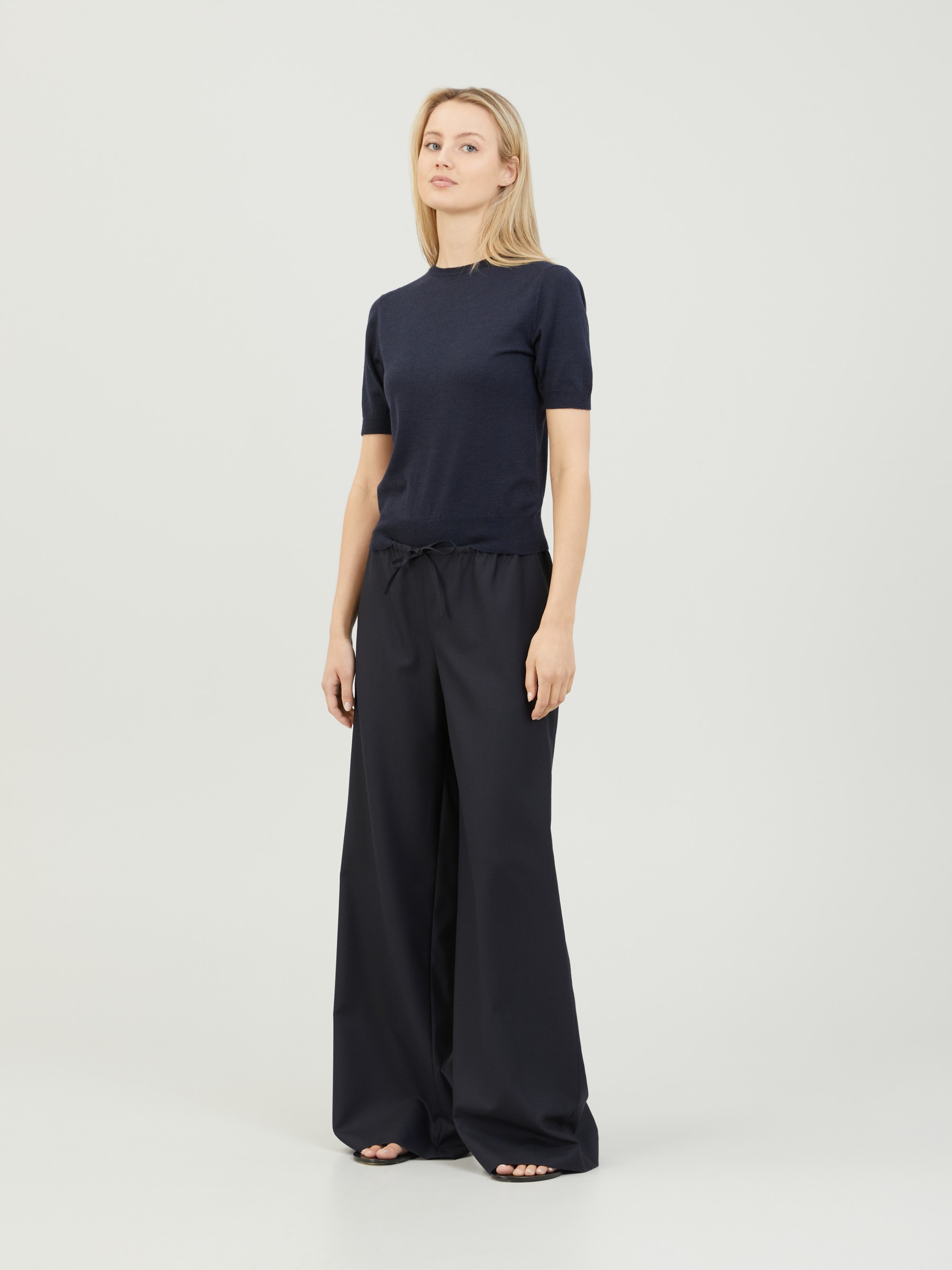 The Row Fabric Pants Barrie Navy Blue Slacks