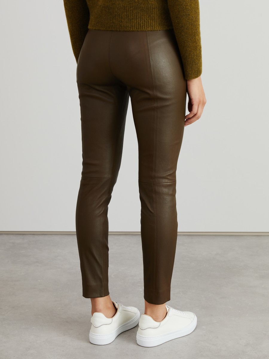 dark brown leather leggings