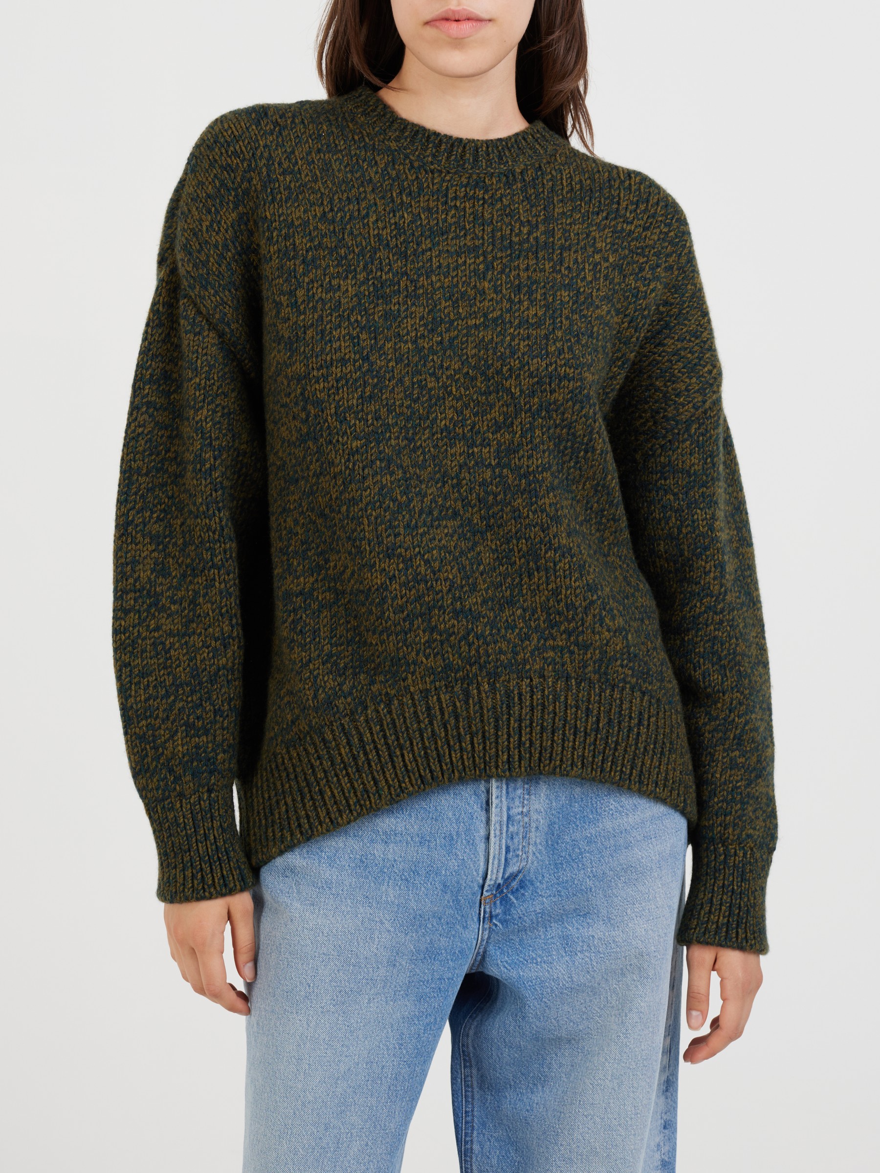 LOEWE Trompe L'Oeil' round neck sweater Green | Cashmere & Knits