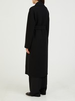 The Row Wool coat with tie belt Malika Black Woll and Knitted