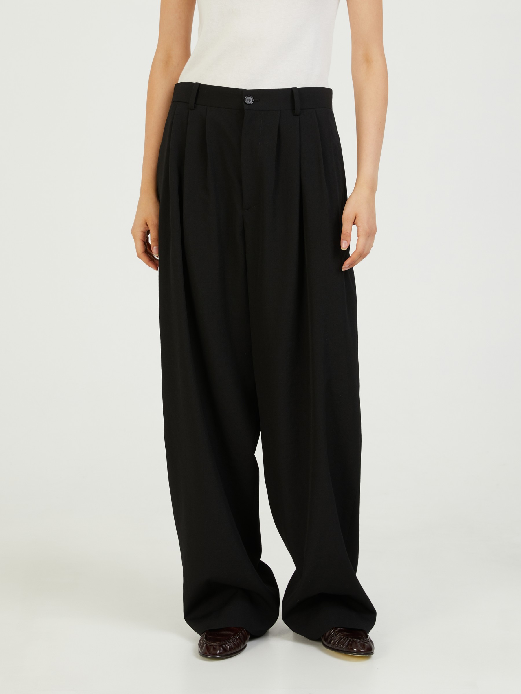 The Row Wool Pants Rufos Black Slacks