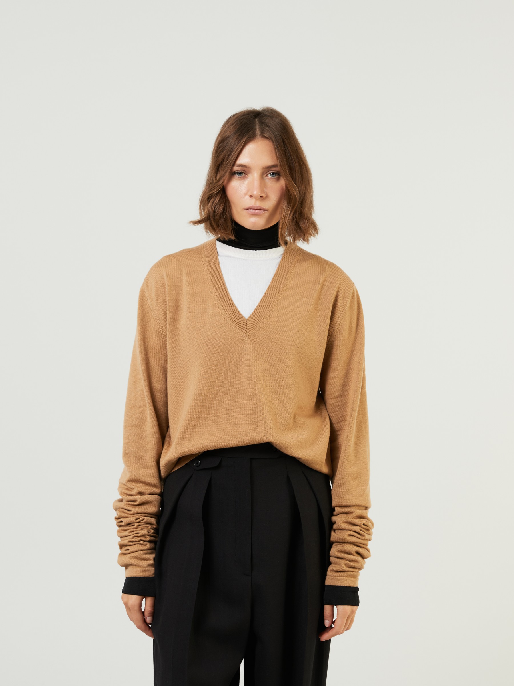 The Row Wool Sweater Pelayo Brown V neck Sweaters