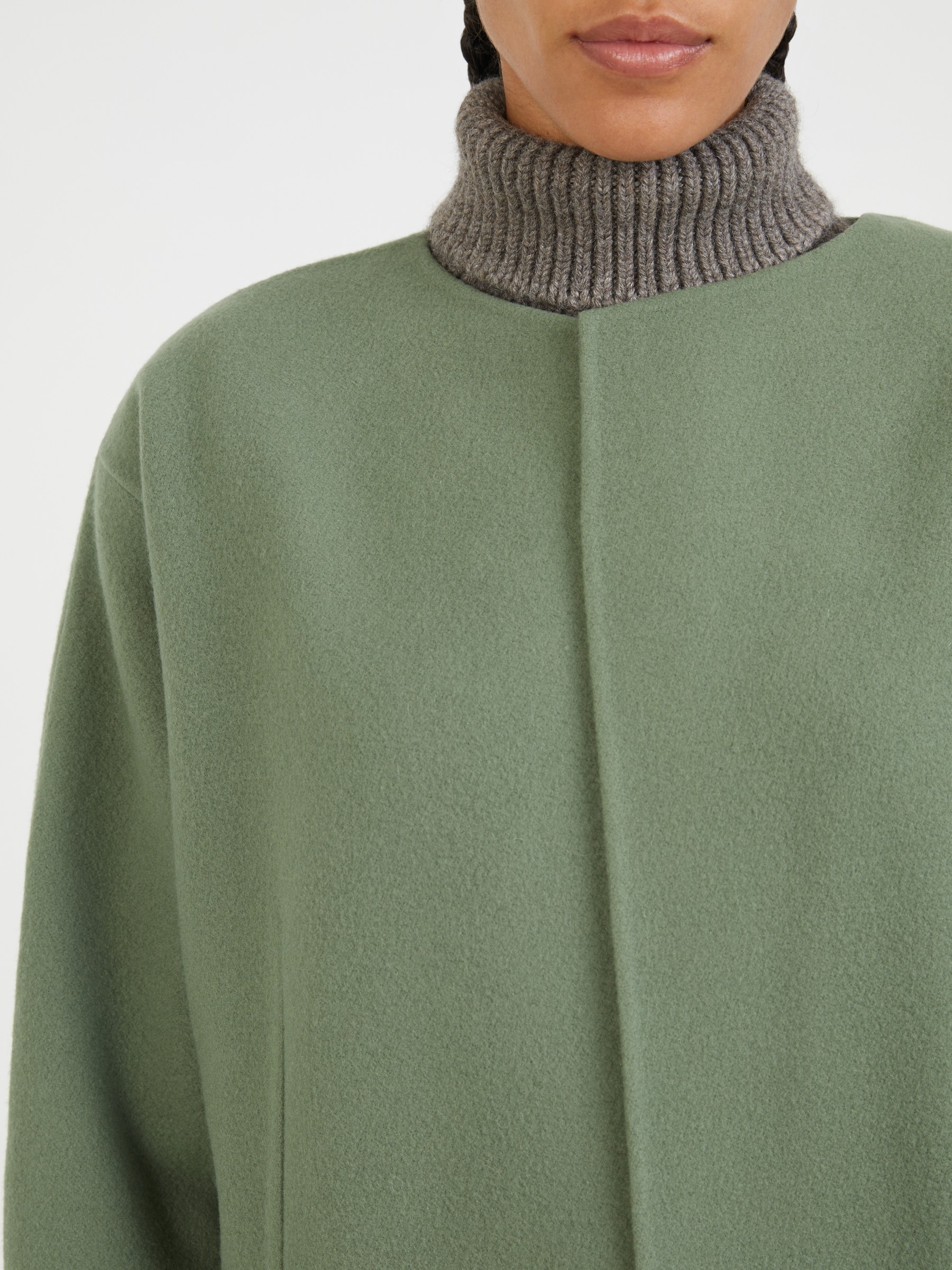 The Row Cashmere Coat Priske Green Cashmere Knits