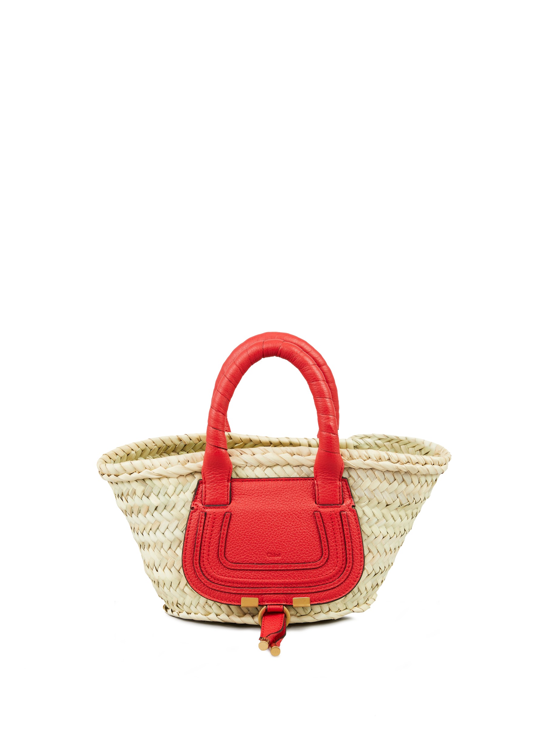Damen Taschen Strand Chloé Handtasche Marcie Mini Red Flame und Strohtaschen 