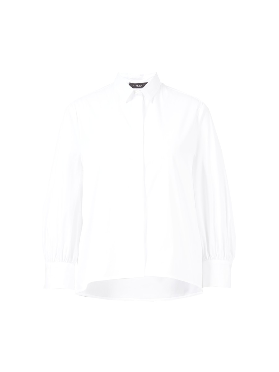 Fabiana Filippi Baumwoll Bluse Mit Verdeckter Knopfleiste Weiss Fabiana Filippi