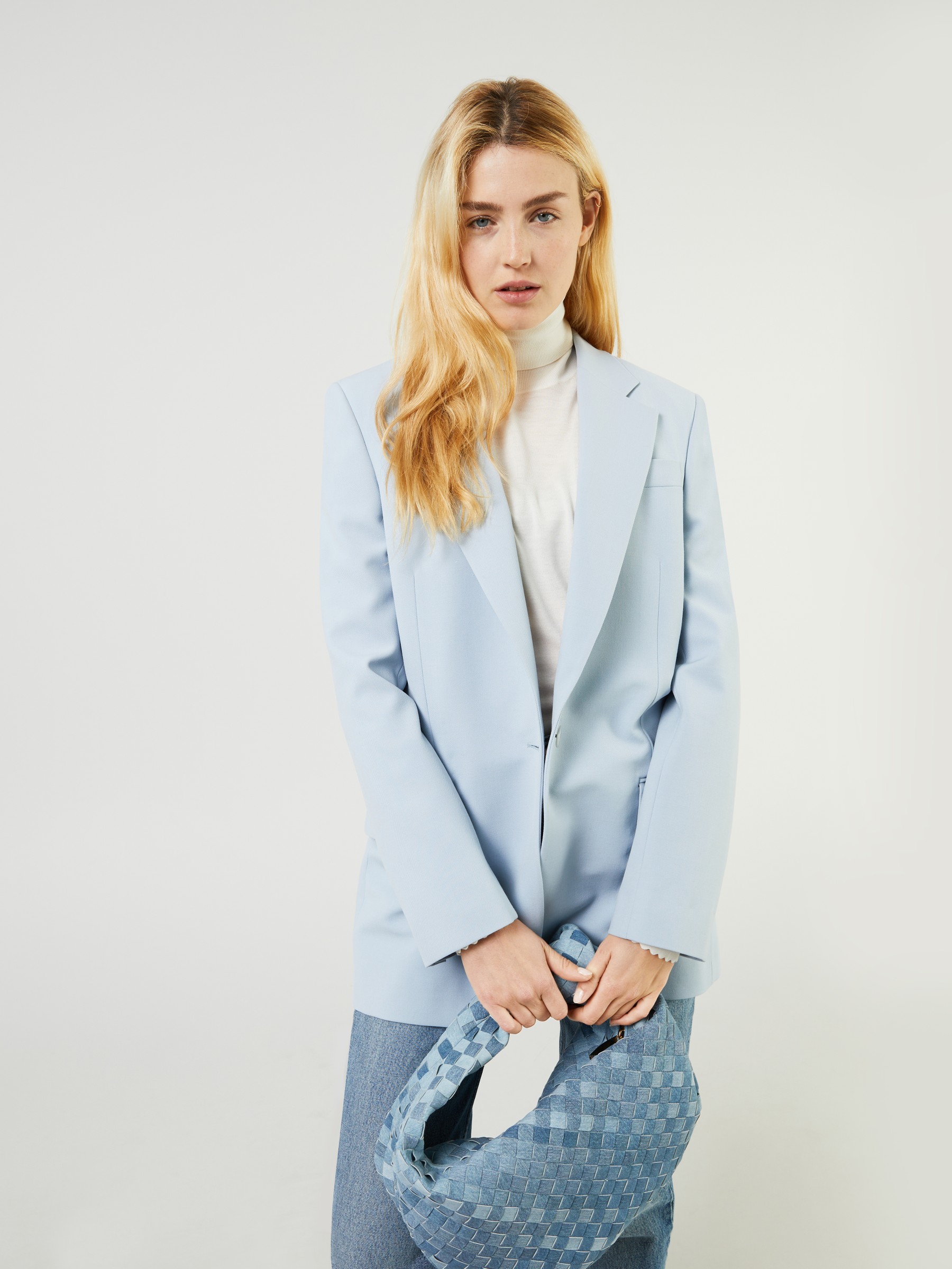 light blue wool blazer