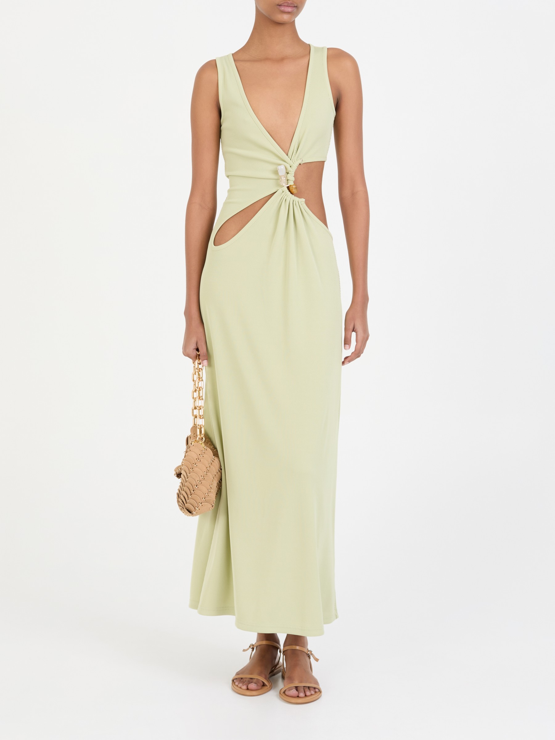 CHRISTOPHER ESBER Maxi dress with stone detail Light green 