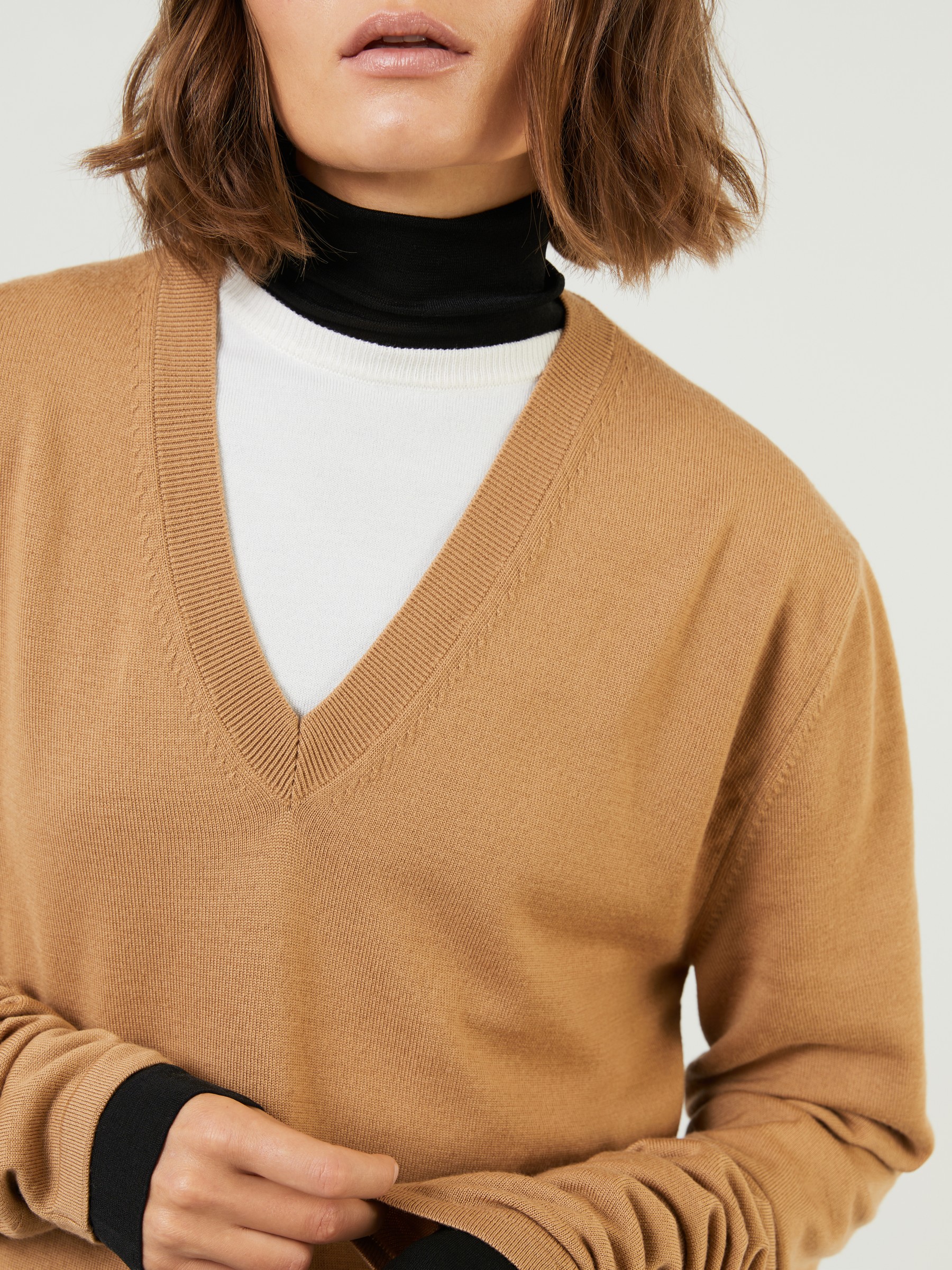 The Row Wool Sweater Pelayo Brown V neck Sweaters