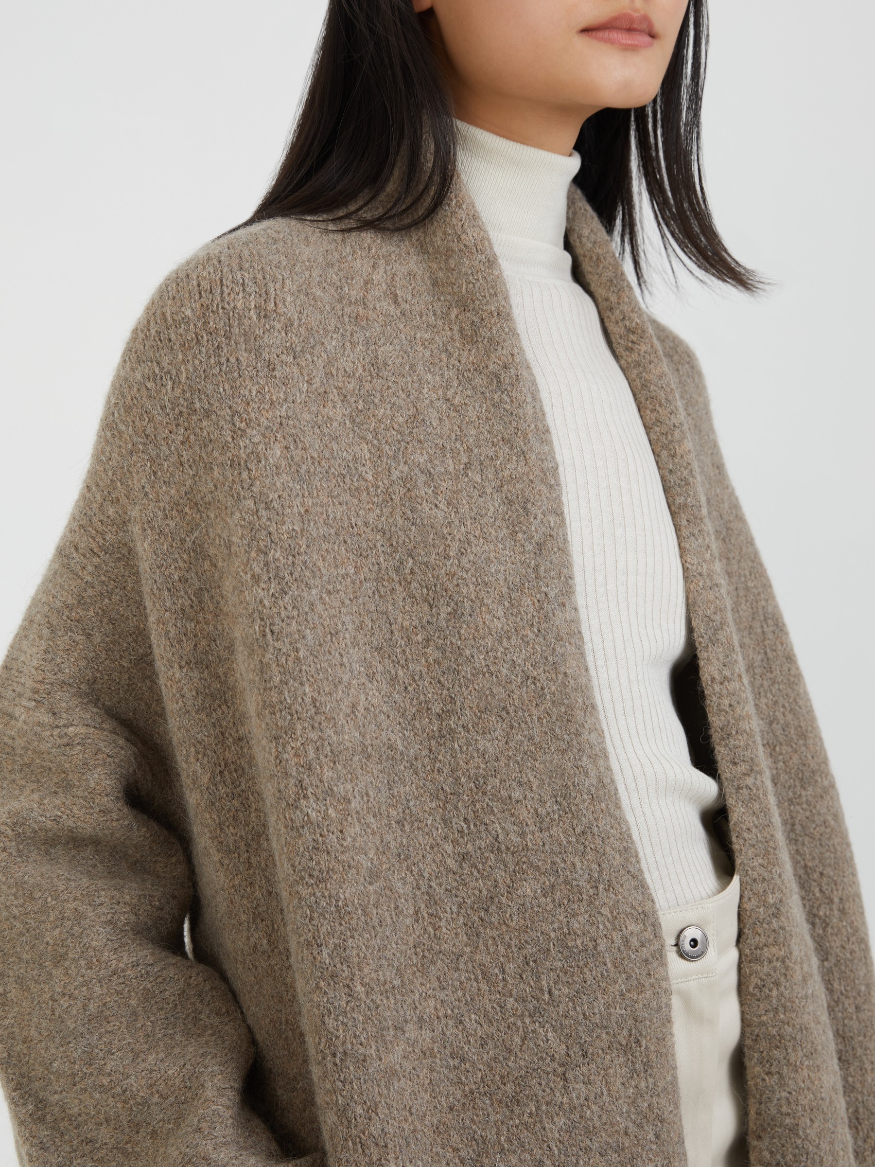 Lauren Manoogian Long Shawl Cardigan in Umber Brown