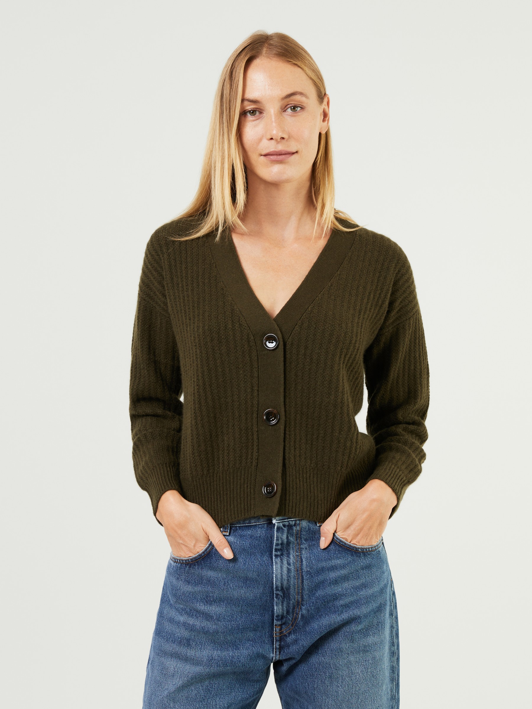 olive cashmere cardigan