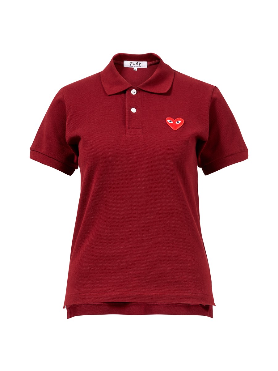 Comme Des Garcons Play Baumwoll Poloshirt Mit Herz Logo Bordeaux Poloshirts