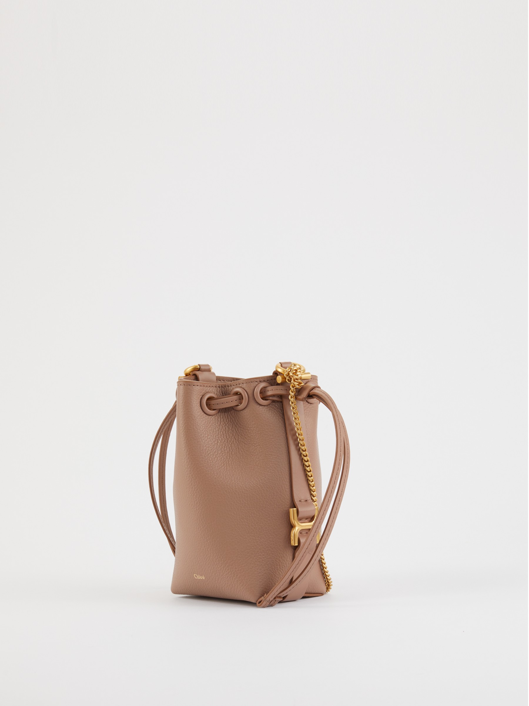 Chloé Sense Micro Leather Bucket Bag Caramel