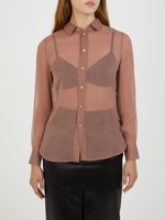 SAINT LAURENT Transparent silk blouse rosé | SAINT LAURENT