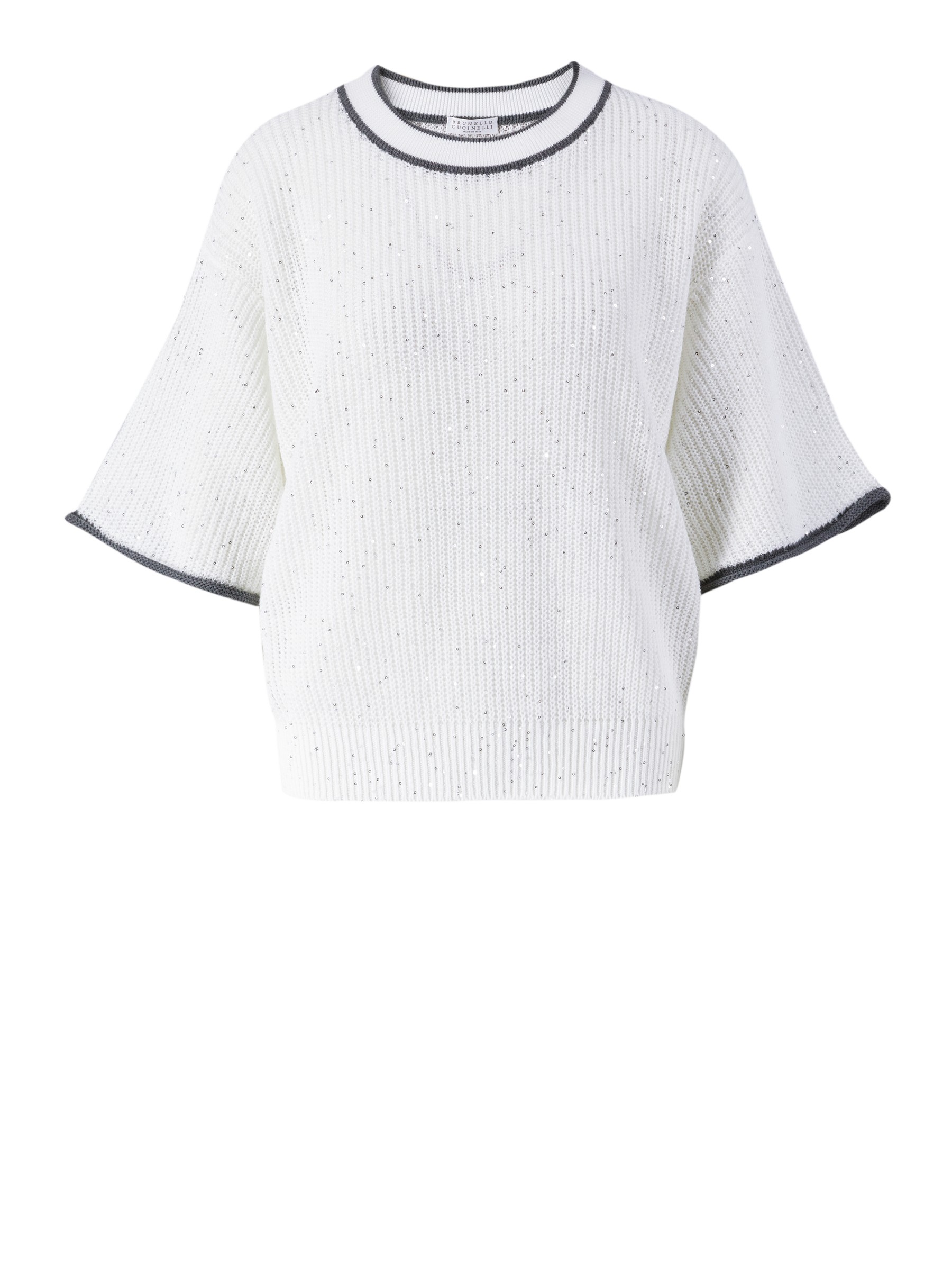 Brunello Cucinelli Linen sweater with sequin trim White | Brunello