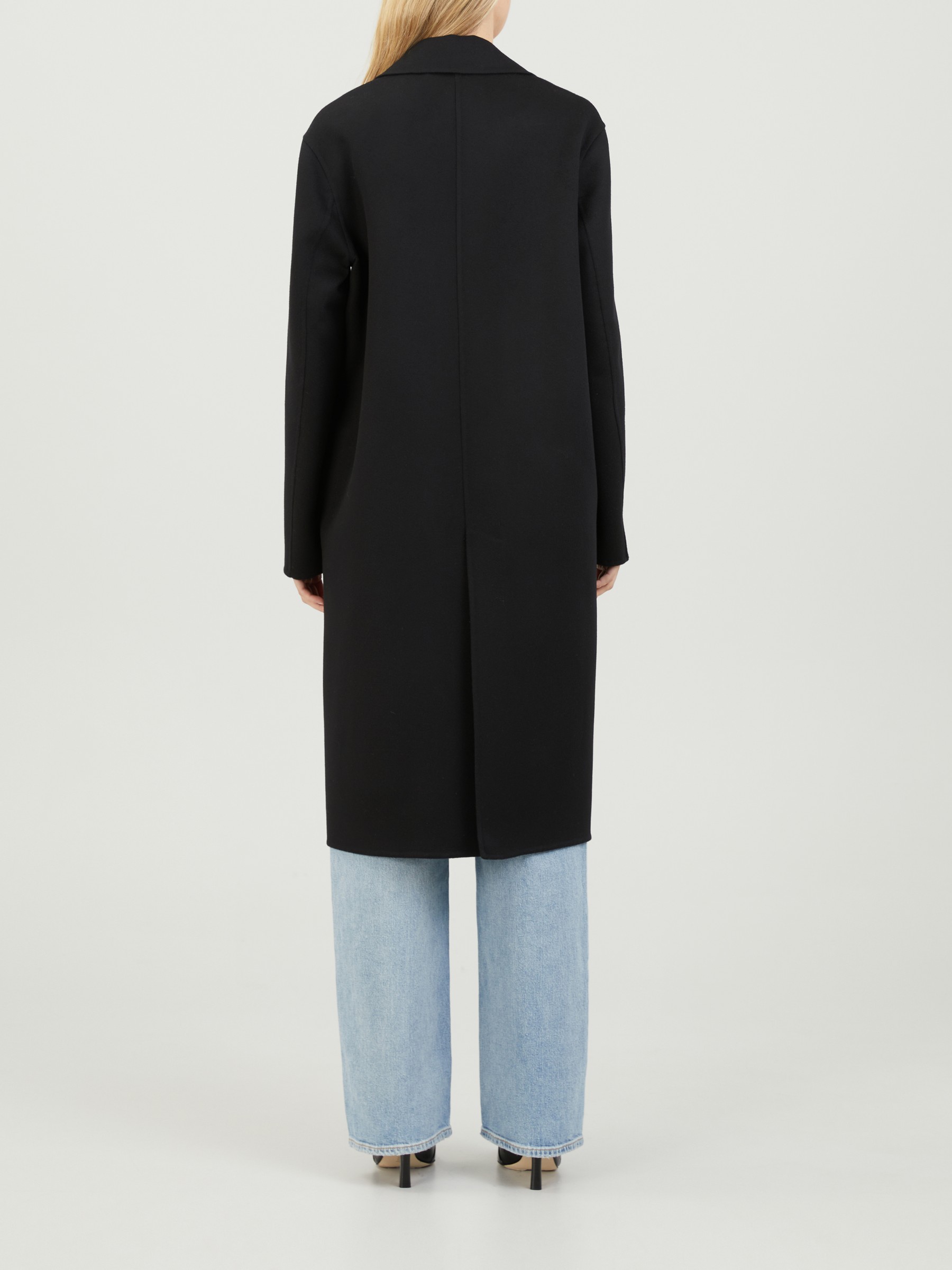 Ladies long sale black wool coat