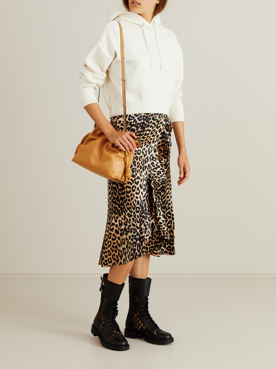 silk leopard print skirt