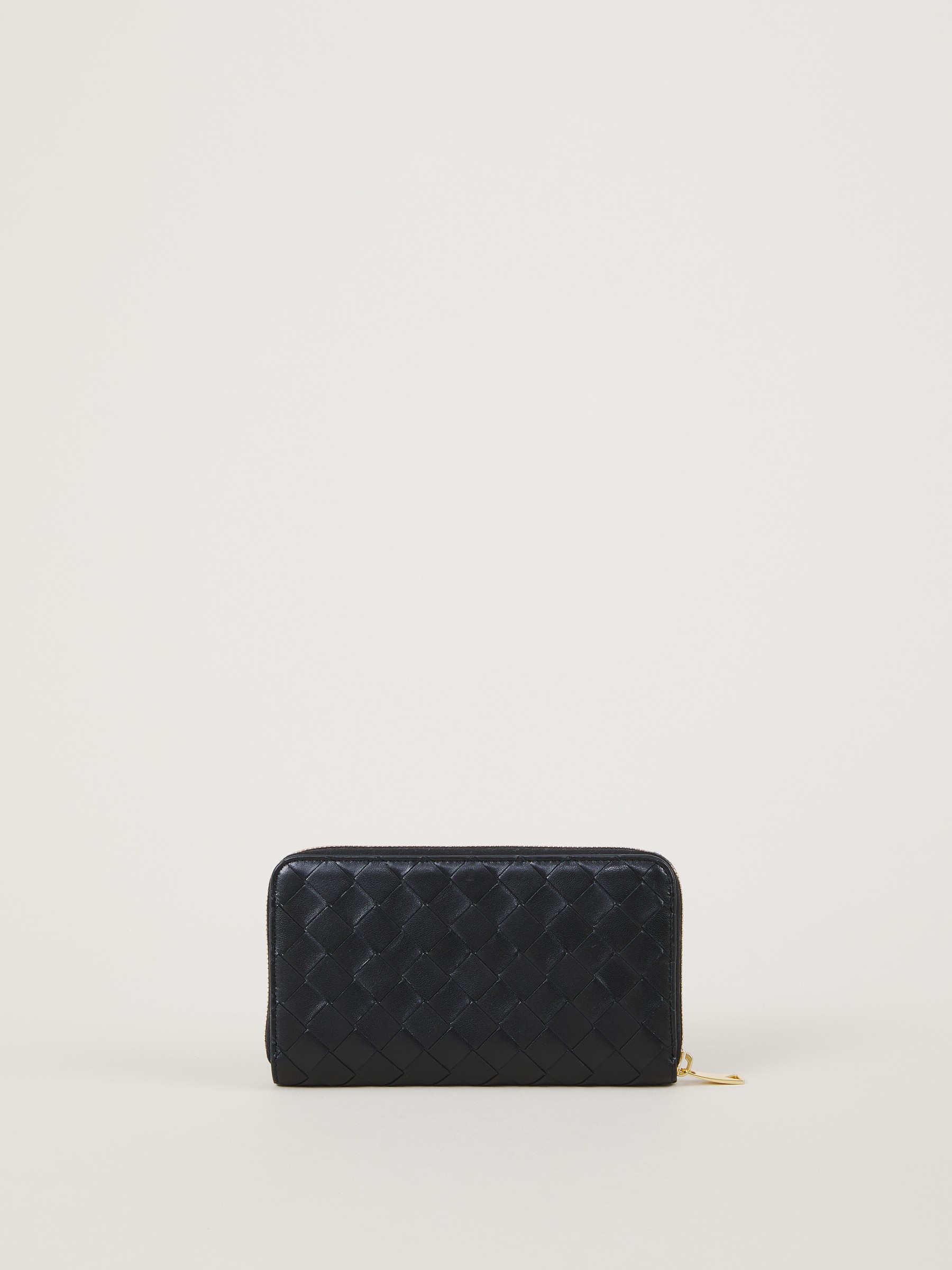 Intrecciato Leather Wallet in Black - Bottega Veneta