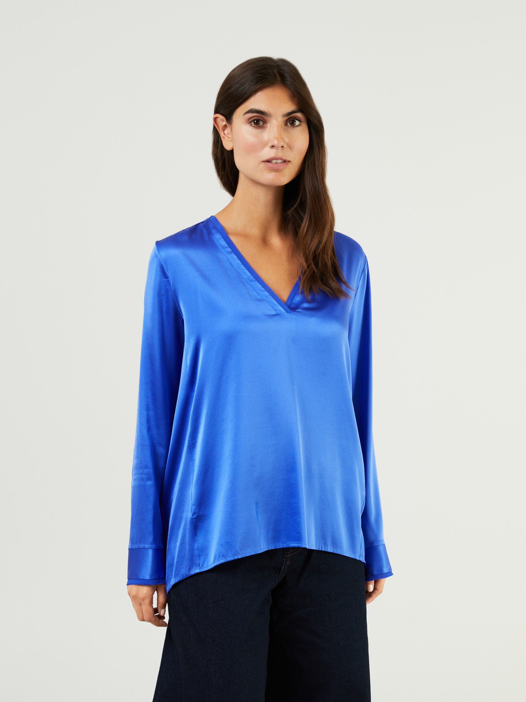 Her Shirt Synthetik Seiden-Bluse Hestia Marineblau in Blau Damen Bekleidung Oberteile Blusen 