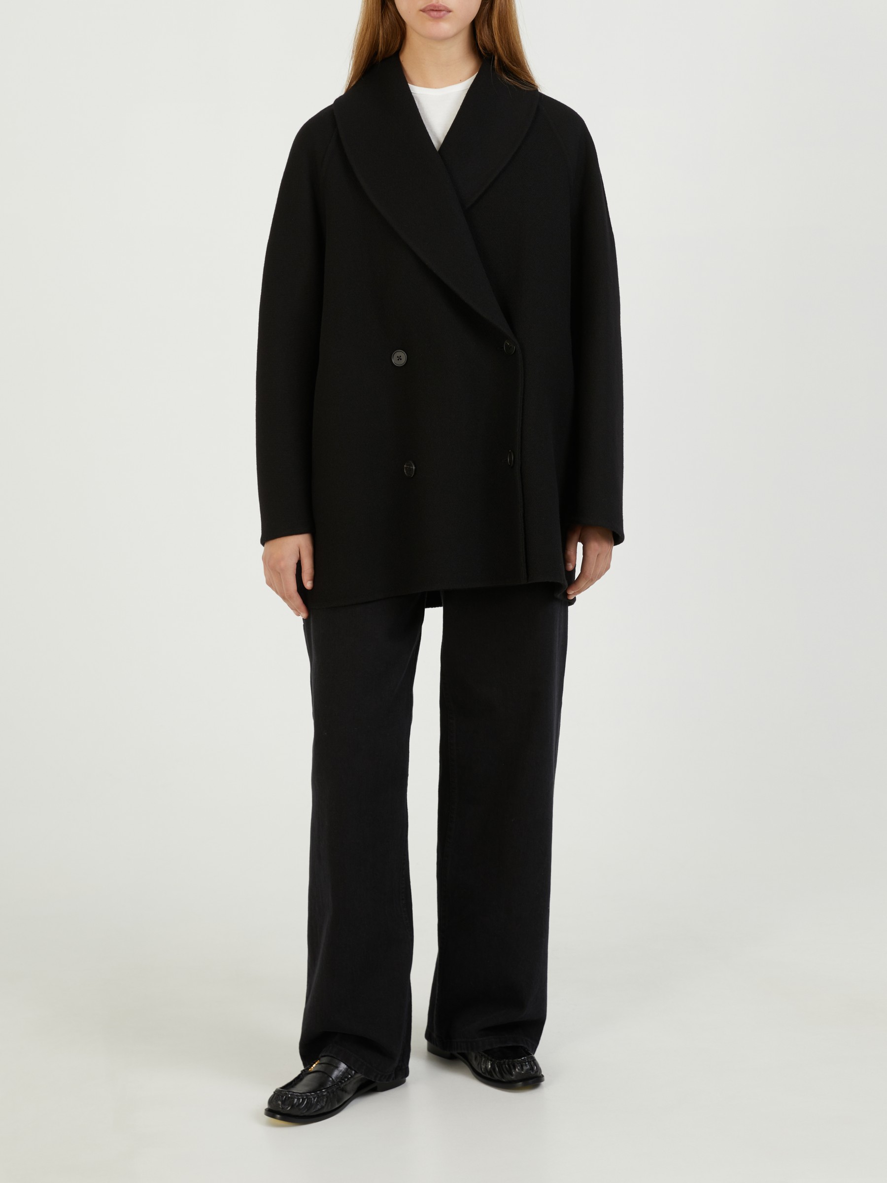 The Row Coat Polli Black Cashmere Knits