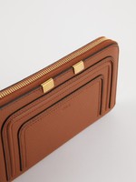 Chloe Marcie Bi-fold Wallet Yellow Calfskin Leather Gold With Box